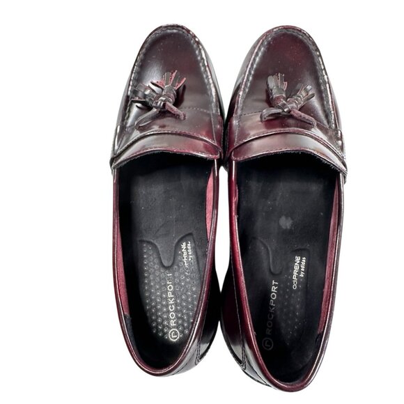Rockport Mens Size 10 M Burgundy Leather Slip On Tassel Comfort Loafers - Picture 8 of 9